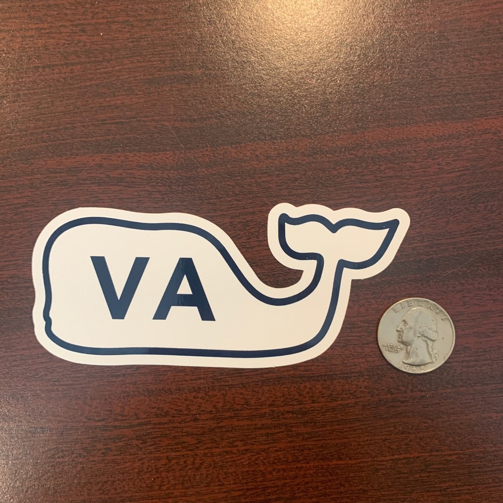 Vineyard Vines Virginia VA Whale Logo Sticker Decal Navy Blue White New